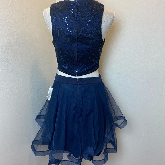 Nights by Teeze Me Navy 2 Piece Sequin/Tulle Special Occasion Dress - Picture 3 of 11